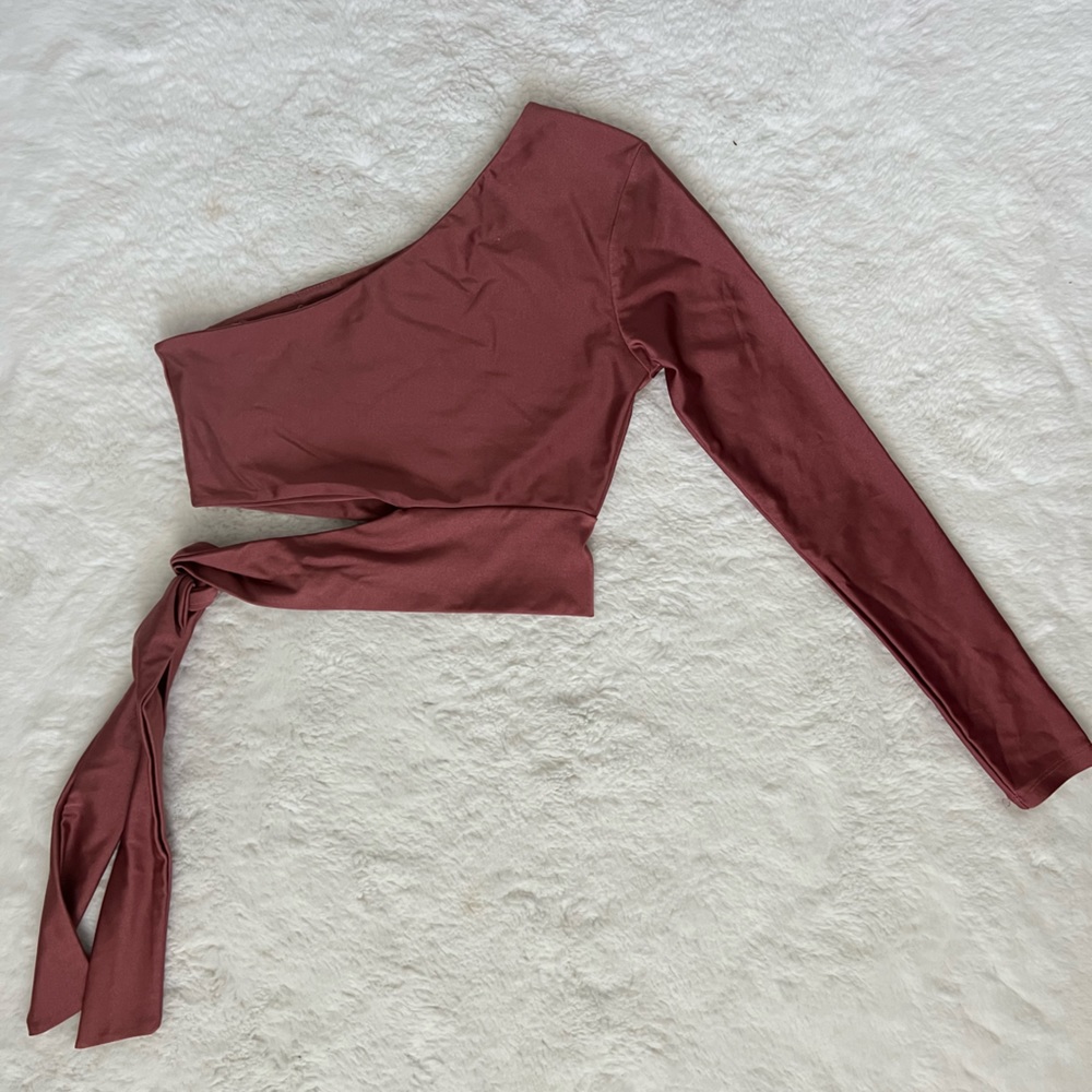 One Shoulder Wrap Crop Top